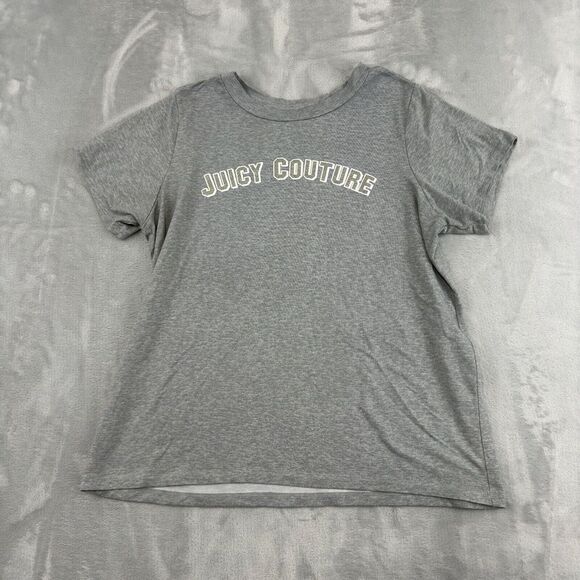 Juicy Couture Shirt Womens Medium Heather Grey Crew Neck Tee Glitter Super Soft - Picture 3 of 9